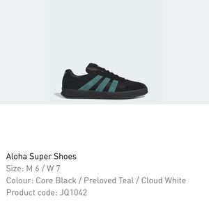 ADIDAS Aloha Super Shoes Black and Teal